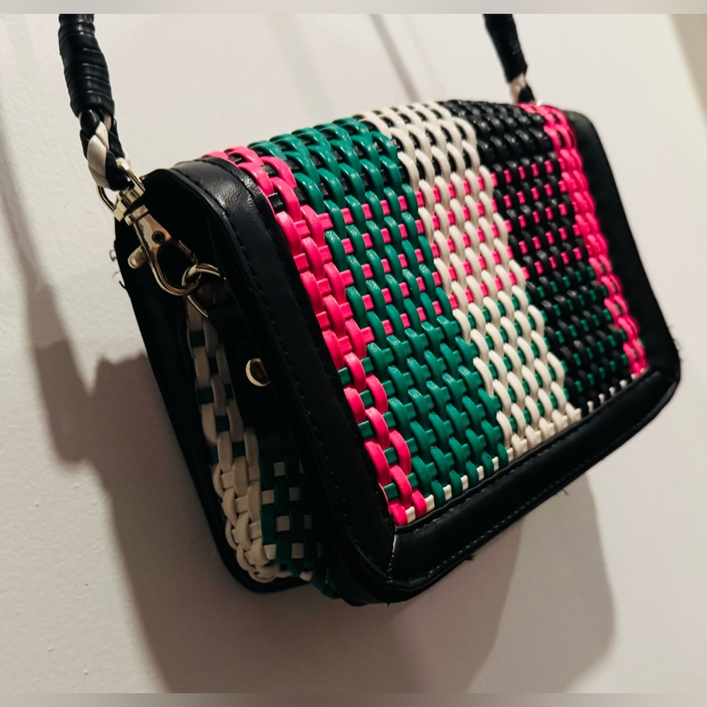 Essentiel Antwerp woven shoulder crossbody bag purse europe luxury vegan plaid